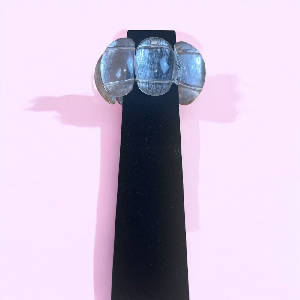 Ann Taylor Loft Clear Champagne Tone‎ Acrylic Stretch Bracelet 2" Beads